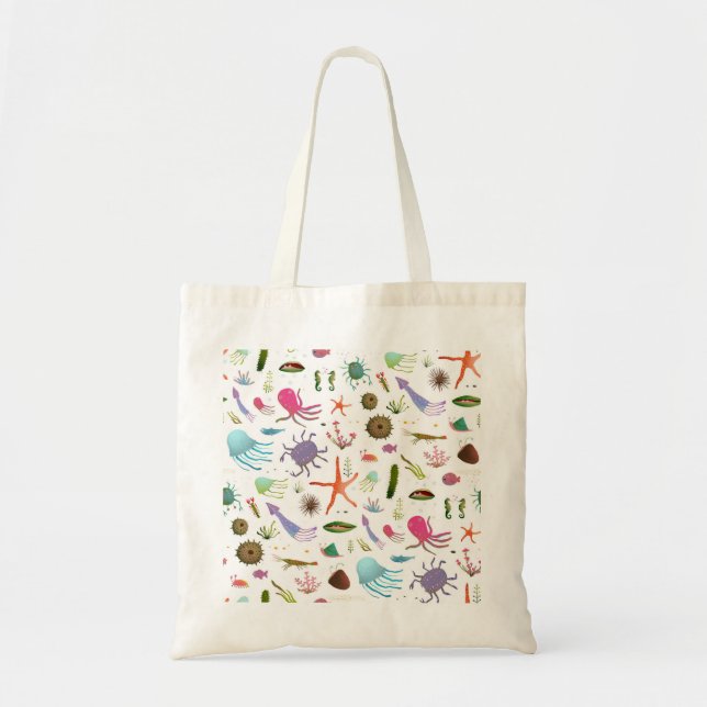 Colorful Sea Life Tote Bag (Front)