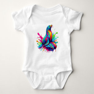 Colorful Sea Lion Splash- Baby Bodysuit