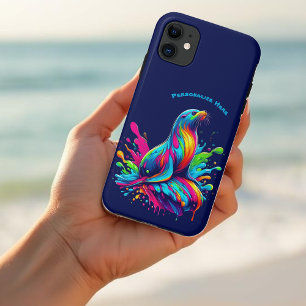 Colorful Sea Lion Splash iPhone 11 Case