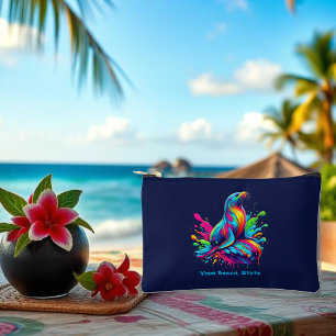 Colorful Sea Lion Splash Zippered Pouch