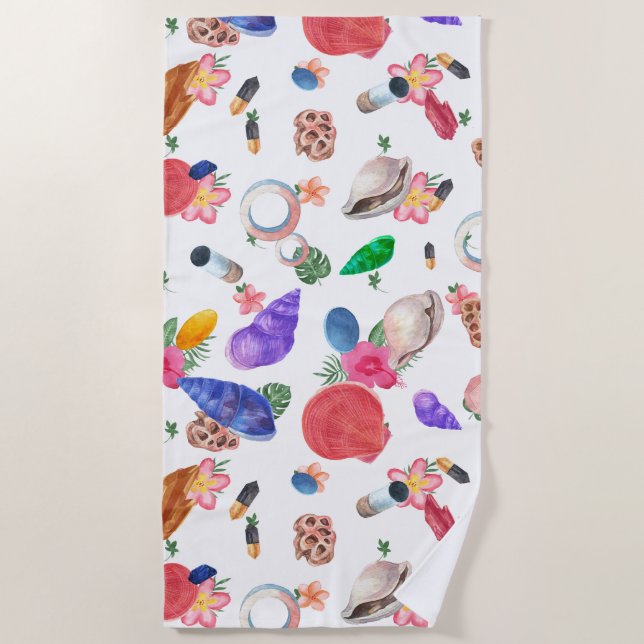 Colorful Sea shells Beach Towel (Front)