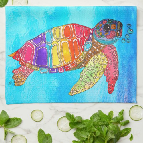Colorful Sea Turtle 12 Fold Kitchen Towels