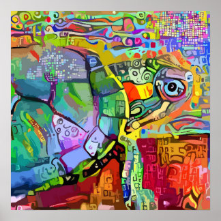 Colorful Sea turtle,aquatic-tortoise abstract art Poster