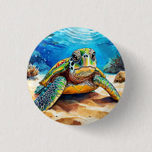 Colorful Sea Turtle Button