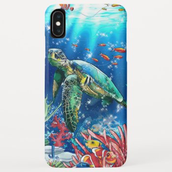 Colorful Sea Turtle Iphone Xs Max Case by PicturesByDesign at Zazzle