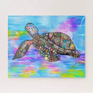 Colorful Sea Turtle Custom Jigsaw Puzzle