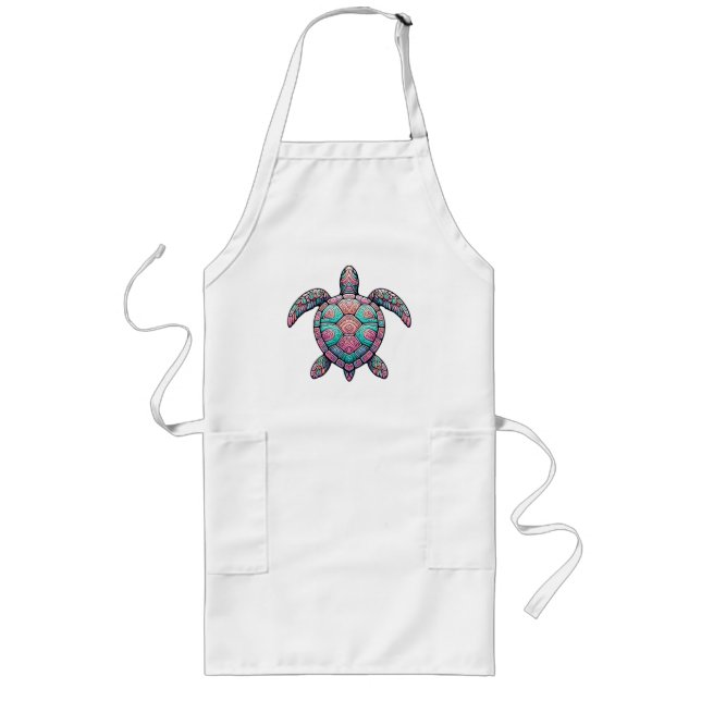 Colorful Sea Turtle Long Apron (Front)