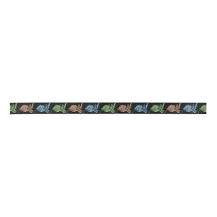 Colorful Sea Turtle Patterned Satin Ribbon