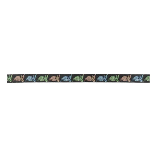 Colorful Sea Turtle Patterned Satin Ribbon (Front)