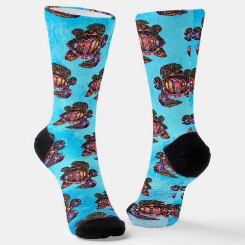 Colorful Sea Turtle Socks