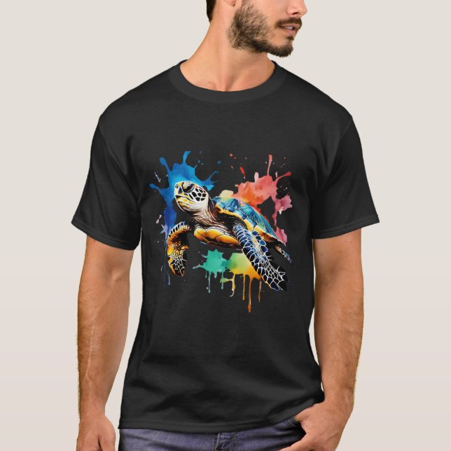 Colorful Sea Turtle  T-Shirt (Front)