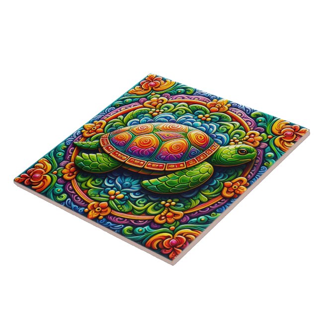 Colorful Sea Turtle Tile Brings Ocean Vibes Alive (Side)