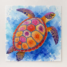 Colorful Sea Turtle Underwater Ocean