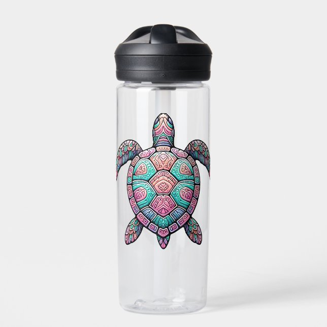 Colorful Sea Turtle Water Bottle (Front)