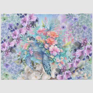 Colorful Sea Turtle & Watercolor Florals Tissue Paper