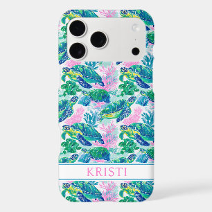 Colorful Sea Turtles Monogrammed iPhone 17 Pro Max Case