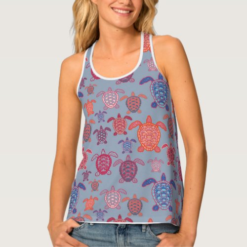 colorful sea turtles  tank top