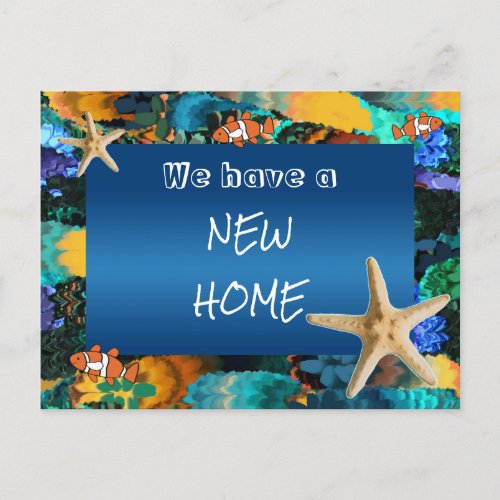 Colorful Seabed  Clown Fish for New Home Announcement Postcard