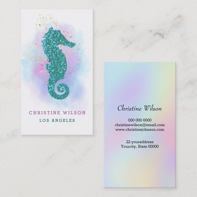•colorful seahorse logo business card (Front/Back)