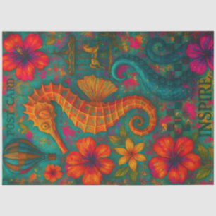 Colorful Seahorse Nautical Tropical Ocean Inspire Tissue Paper