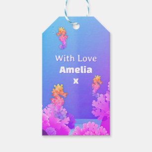 Colorful Seahorse Party  Gift Tags