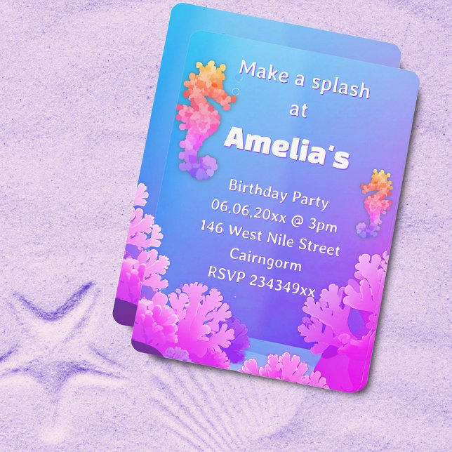 Colorful Seahorse Party Invitation (Creator Uploaded)