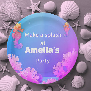 Colorful Seahorse Party Paper Plates