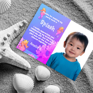 Colorful Seahorse Party Thank You  Postcard