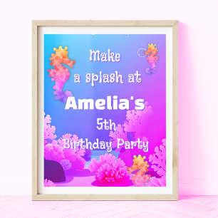 Colorful Seahorse Party Welcome Poster