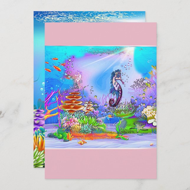 Colorful seahorse personalized card (Front/Back)