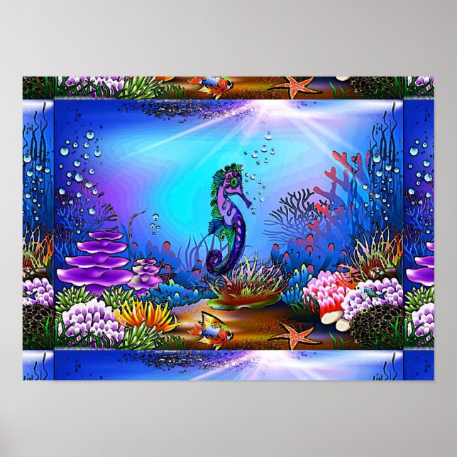 Colorful seahorse poster (Front)