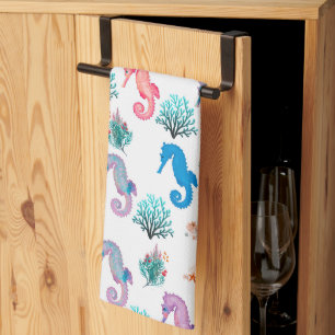 Colorful Seahorses Kitchen Towel
