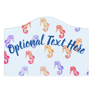 Colorful Seahorses Pattern  Door Sign