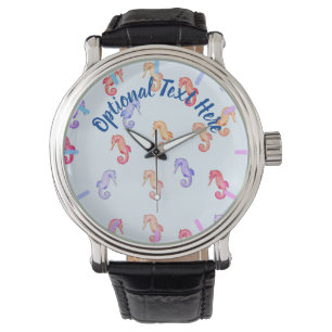 Colorful Seahorses Pattern Men's Watch