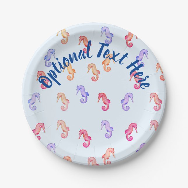 Colorful Seahorses Pattern   Paper Plates (Front)
