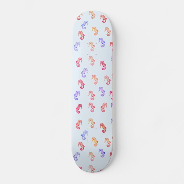 Colorful Seahorses Pattern   Skateboard (Front)