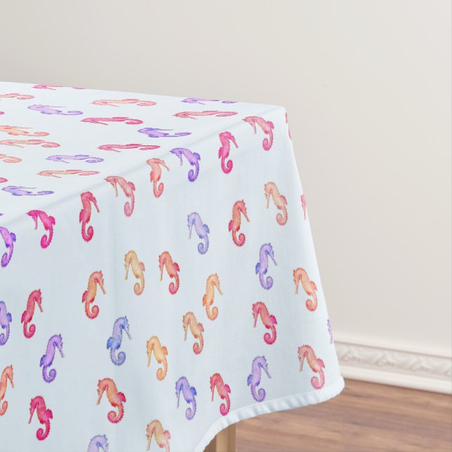 Colorful Seahorses Pattern   Tablecloth (In Situ)