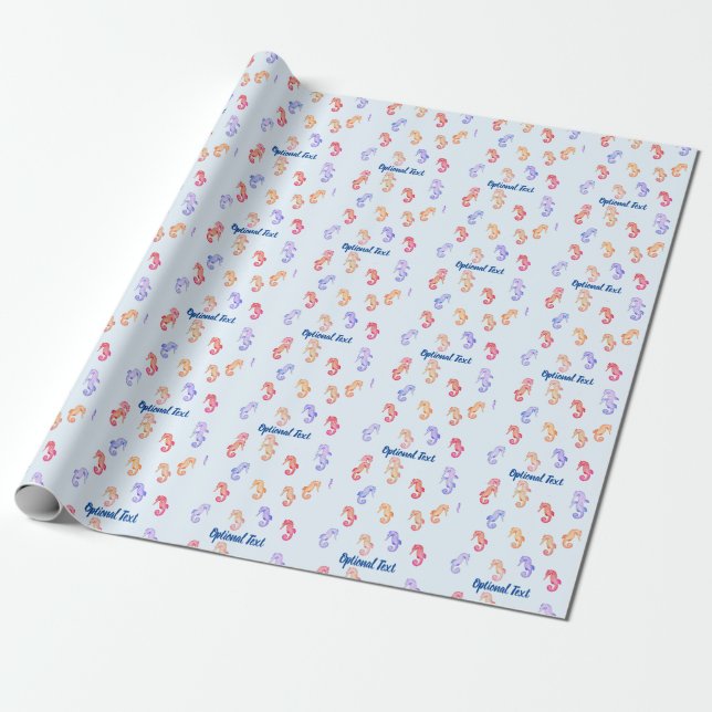 Colorful Seahorses Pattern  Wrapping Paper (Unrolled)