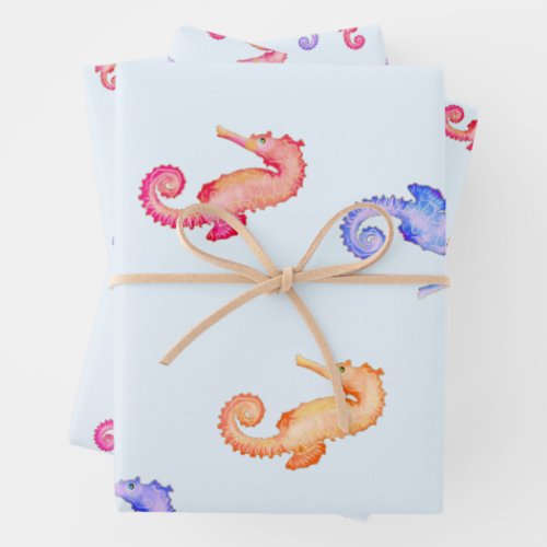Colorful Seahorses Pattern   Wrapping Paper Sheets