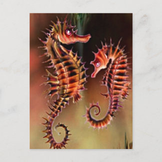 Colorful Seahorses Postcard