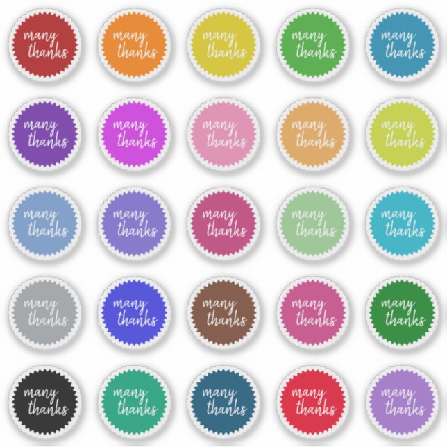 Colorful Seal Like "many thanks" Stickers (Front)
