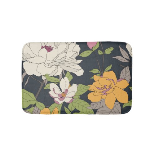 Colorful seamless floral pattern background bath mat
