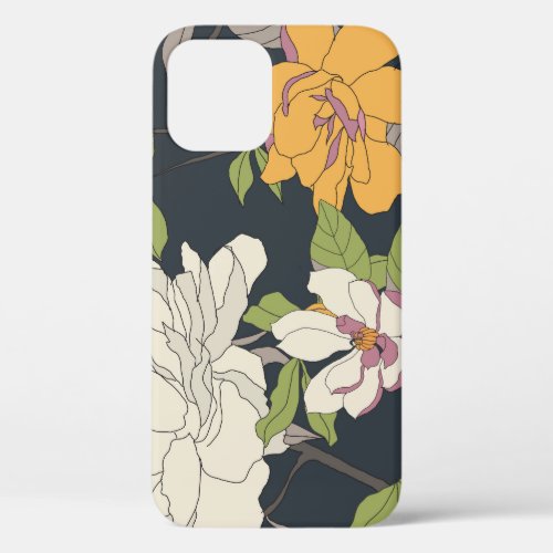 Colorful seamless floral pattern background iPhone 12 case