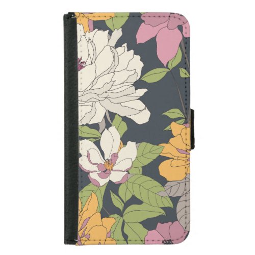 Colorful seamless floral pattern background samsung galaxy s5 wallet case