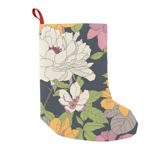 Colorful seamless floral pattern background small christmas stocking