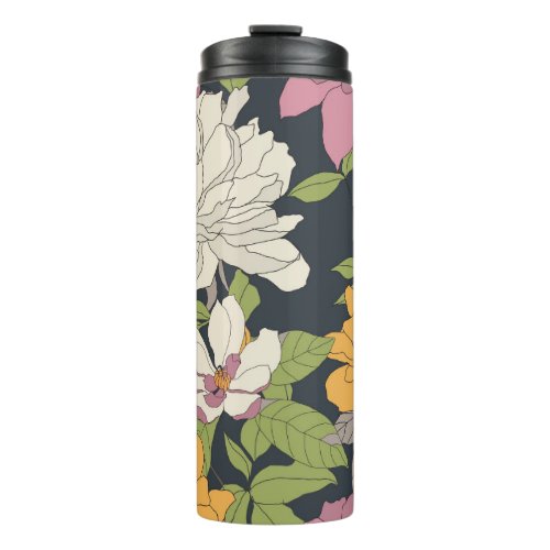 Colorful seamless floral pattern background thermal tumbler