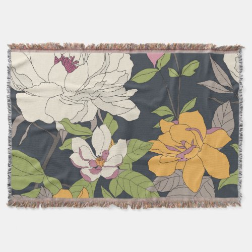 Colorful seamless floral pattern background throw blanket