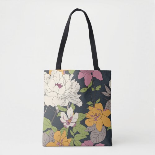 Colorful seamless floral pattern background tote bag