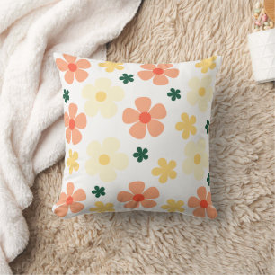 Colorful seamless Flowers fun pattern Throw Pillow