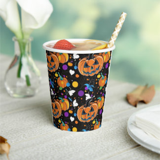 Colorful seamless Halloween pattern Paper Cups